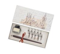 Portapenne retrò con pennini, per scrittura inglese, punta obliqua per disegno, scrittura, ombreggiatura, calligrafia inglese, obliquo, con per disegno