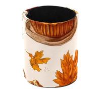 Portapenne rotondo in pelle con supporto per penne, bicchieri, organizer da scrivania, accessori per decorazione ufficio, scrivania, casa, scuola, foglie cadute del Ringraziamento ed elementi floreali