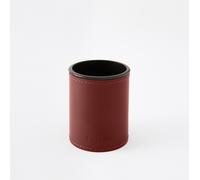 Portapenne Scrivania Rotondo Cuoio Rosso Bordeaux - Cuciture Artigianali