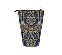 Portapenne Telescopico The Garden Earthly Delights Indigo Gold Astuccio Portamatite Matita Verticale Con Cerniera Grande Capacità Trucco Portamonete, Pour Pennello, Matita, Scolastico