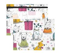 Portapenne trasparente con finestra per raccoglitori a 3 anelli, confezione da 2 articoli per la scuola per insegnanti, simpatici cartoni animati con cani divertenti colorati