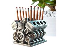 Portapenne V8 Engine Block | Portapenne con design a forma di motore | Organizer da scrivania con supporto per biglietti da visita | Portapenne per amici, familiari e ragazzi