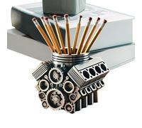 Portapenne V8 Engine Block | Portapenne con design a forma di motore | Organizer da scrivania con supporto per biglietti da visita | Portapenne per amici, familiari e ragazzi