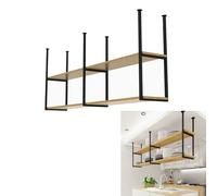 Portapentole da soffitto - Mensola da Cucina in Legno da Parete Porta pentole e portabottiglie per la casa e Il Ristorante Espositore Decorativo per pentole (110x30x80 cm)