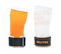 Velites I Impugnature Quad PRO Orange I Impugnature Professionali per Cross Training o Ginnastica I Adatto a Qualsiasi Superficie Utilizzo con magnesio I Include Braccialetti in Tessuto abbinati in r