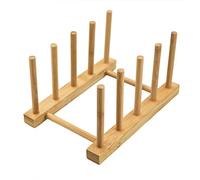 Portapiatti per armadietti da cucina Tagliere in legno di bambù Vassoio Scolapiatti Scolapiatti, Organizzatore per armadietto da cucina per piatto / tazza / coperchio pentola (1, 4 slot)