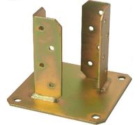 Portapilastro con Angolari per Travi Gazebo - Staffa di Supporto per Pilastri - Base Tropicalizzata Zincata Gialla - In Differenti Dimensioni - 12x12 cm