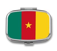Portapillole A 2 Scomparti Con Bandiera Della Repubblica Del Camerun, Portatile Per Tasca O Borsa, Organizer Da Viaggio Per Pillole Per Vitamine, Farmaci, Olio Di Pesce E Integratori, Quadrato