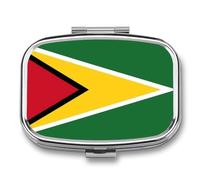 Portapillole A 2 Scomparti Con Bandiera Della Repubblica Della Guyana, Portatile Per Tasca O Borsa, Piccolo Organizer Per Pillole Per Vitamine, Farmaci, Olio Di Pesce E Integratori, Quadrato