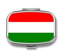 Portapillole A 2 Scomparti Con Bandiera Ungherese, Portatile Per Tasca O Borsa, Organizer Da Viaggio Per Pillole Per Vitamine, Farmaci, Olio Di Pesce E Integratori, Uso Quotidiano Quadrato