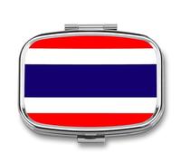Portapillole A 2 Scomparti Con Stampa Della Bandiera Del Regno Di Thailandia, Portatile Per Tasca O Borsa, Piccolo Organizer Per Pillole Per Vitamine, Farmaci, Olio Di Pesce, Integratori, Quadrato
