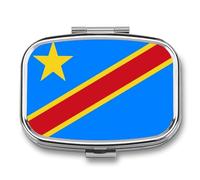 Portapillole A 2 Scomparti Con Stampa Della Bandiera Della Repubblica Del Congo Piccolo Organizer Per Medicinali Quadrato Contenitore Per Vitamine Per Viaggio Portapillole Portatile Uso Quadrato
