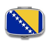 Portapillole A 2 Scomparti Divertente Bandiera Della Bosnia Ed Erzegovina Quadrato Piccolo Organizer Per Medicinali Porta-Vivande Tascabile Portatile Con Specchio Per Uso Quotidiano Quadrato