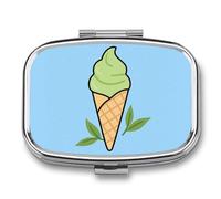 Portapillole a 2 scomparti per gelato con specchio, impermeabile, organizer per medicine e pillole 2 volte al giorno, contenitore portatile per borsa e tasca, rettangolare, argento