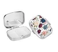 Portapillole a 2 Scomparti, Portapillole Portatile da Viaggio Mini in Acciaio Inossidabile, Portatile per Tasca o Borsa, Organizer per Medicinali per Vitamine, Rettangolo