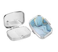Portapillole a 2 Scomparti, Portapillole Portatile da Viaggio Mini in Acciaio Inossidabile, Portatile per Tasca o Borsa, Organizer per Medicinali per Vitamine, Rettangolo