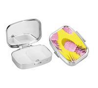 Portapillole a 2 Scomparti, Portapillole Portatile da Viaggio Mini in Acciaio Inossidabile, Portatile per Tasca o Borsa, Organizer per Medicinali per Vitamine, Rettangolo