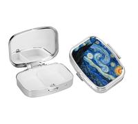 Portapillole a 2 Scomparti, Portapillole Portatile da Viaggio Mini in Acciaio Inossidabile, Portatile per Tasca o Borsa, Organizer per Medicinali per Vitamine, Rettangolo