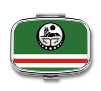 Portapillole A 2 Scomparti, Stampa Della Bandiera Della Repubblica Di Cecenia, Portatile, Per Tasca O Borsa, Piccolo Portapillole Per Vitamine, Farmaci, Olio Di Pesce Quadrato