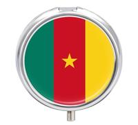 Portapillole A 3 Scomparti Con Bandiera Della Repubblica Del Camerun, Portatile Per Tasca O Borsa, Organizer Da Viaggio Per Pillole Per Vitamine, Farmaci, Olio Di Pesce E Integratori, Rotondo