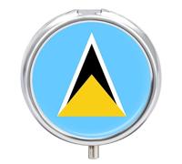 Portapillole A 3 Scomparti Con Bandiera Di Santa Lucia, Portatile Per Tasca O Borsa, Piccolo Organizer Da Viaggio Per Pillole, Vitamine, Farmaci, Olio Di Pesce E Integratori, Rotondo