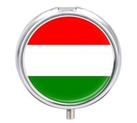 Portapillole A 3 Scomparti Con Bandiera Ungherese, Portatile Per Tasca O Borsa, Organizer Da Viaggio Per Pillole Per Vitamine, Farmaci, Olio Di Pesce E Integratori, Uso Quotidiano Rotondo