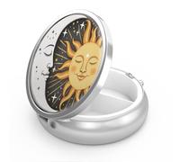 Portapillole a 3 scomparti, piccolo, portatile, da tasca o da borsa, contenitore per pillole, per contenere vitamine, farmaci, olio di pesce e integratori (sole e luna)