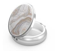 Portapillole a 3 scomparti, piccolo, portatile, da tasca o da borsa, contenitore per pillole, per contenere vitamine, farmaci, olio di pesce e integratori (grigio marmorizzato oro)