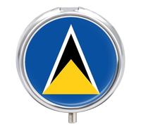 Portapillole A 3 Scomparti, Portapillole Portatile Con Stampa Della Bandiera Di Santa Lucia, Piccolo Organizer Da Viaggio Per Medicinali, Vitamine, Farmaci, Olio Di Pesce E Integratori, Rotondo