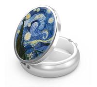 Portapillole a 3 scomparti, portatile, da tasca o da borsa, contenitore per pillole, per contenere vitamine, farmaci, olio di pesce e integratori (notte stellata)