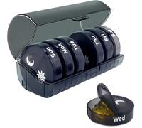 Portapillole arcobaleno 7 giorni, organizer portatile in plastica per medicinali, custodia giornaliera per casa e viaggio(Black)