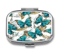 Portapillole Con Coperchio Farfalla Blu A01 Portapillole Giornaliero Portapillole Da Viaggio - Alla Moda E Pratico