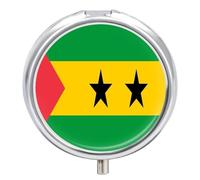 Portapillole Con Specchio 3 Scomparti Bandiera Di São Tomé E Príncipe Piccolo Portapillole Per Borsa O Tasca Contenitore Per Medicinali In Metallo Decorativo Rotondo Organizer Per Vitamine Rotondo