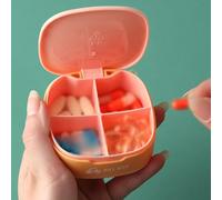 Portapillole da viaggio organizzato in modo efficiente con quattro griglie per un facile accesso ai farmaci ovunque (rosa-giallo)