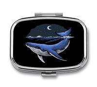 Portapillole Da Viaggio Portapillole Balena Blu Sotto L'acqua Portatile Portapillole, Dispenser Tascabile, Portapillole Con Scomparto Per Vitamine