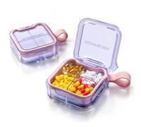 Portapillole Giornaliero 4 Scomparti Porta Pillole Organizer di Pastiglie | Portatile Mini Contenitore per Pillole per Tasca in Borsa per Pillole per Vitamine, Integratori