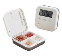 InnovaGoods - Dispenser Portapillole Elettronico Intelligente, Sistema Allarme Personalizzabile, Design Compatto, Facilità d'Uso, ABS, Bianco, 6,5 x 2 x 6,5 cm
