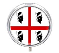 Portapillole Piccolo A 3 Scomparti, Portatile Per Tasca O Borsa, Con Contenitore Portamedicinali Con Bandiera Della Sardegna Per Vitamine, Farmaci, Olio Di Pesce, Integratori, Rotondo