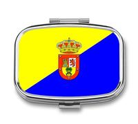Portapillole Piccolo Con Bandiera Di Gran Canaria Per Borsa E Tasca Organizer Per Medicinali Portapillole Portatile Da Viaggio Contenitore In Metallo Per Vitamine Olio Di Pesce Integratori Quadrato