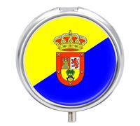 Portapillole Piccolo Con Bandiera Di Gran Canaria Per Borsa E Tasca Organizer Per Medicinali Portapillole Portatile Da Viaggio Contenitore In Metallo Per Vitamine Olio Di Pesce Integratori Rotondi
