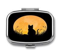 Portapillole/Portapillole Della Gilda Dei Filosofi Disoccupati Gatto Luna Nera Portapillole Rettangolare 2 Portapillole A Griglia