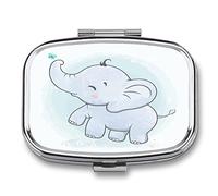 Portapillole/Portapillole Della Gilda Dei Filosofi Disoccupati Simpatico Cucciolo Di Elefante Portapillole Rettangolare 2 Portapillole A Griglia