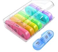 Portapillole portatile da 21 scomparti for sette giorni alla settimana(Transparent color)