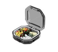 Portapillole portatile settimanale for conservare medicinali con 4/6 grandi scomparti, organizer for pillole for contenere farmaci, compresse, vitamine e integratori(Gray,L)