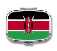 Portapillole Quadrato, Portapillole Da Viaggio Con Stampa Della Bandiera Della Repubblica Del Kenya, Con Specchio, Contenitore Per Medicinali In Metallo Decorativo Portatile, Organizer Per Vitamine