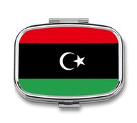 Portapillole Quadrato Portapillole Da Viaggio Piccolo Con Stampa Della Bandiera Dello Stato Della Libia Con Specchio Contenitore Per Medicinali In Metallo Decorativo Portatile Organizer Per Vitamine
