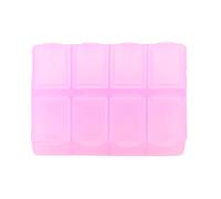 Portapillole rettangolare in plastica con 8 scomparti, colore rosa
