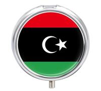 Portapillole Rotondo Novità Stampa Della Bandiera Dello Stato Della Libia Piccolo Portapillole Da Viaggio Con Specchio Contenitore Per Medicinali Decorativo Portatile Organizer Per Vitamine