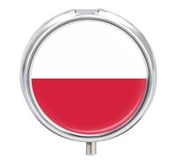 Portapillole Rotondo Piccolo Portapillole Con Stampa Della Bandiera Della Repubblica Di Polonia E Specchio Contenitore Portatile Per Medicinali Organizer Per Vitamine Per Tasca Regalo Da Viaggio