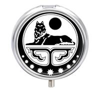 Portapillole Rotondo Piccolo Portapillole Con Stampa Della Bandiera Dell'Emblema Nazionale Cecenia Contenitore Per Medicinali Decorativo Portatile Organizer Per Vitamine Regalo Da Viaggio Rotondo